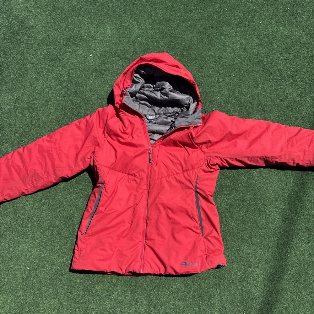 Outdoor Research W Refuge Hooded Insulated Jacket Packable Corp SMU Hiking Large